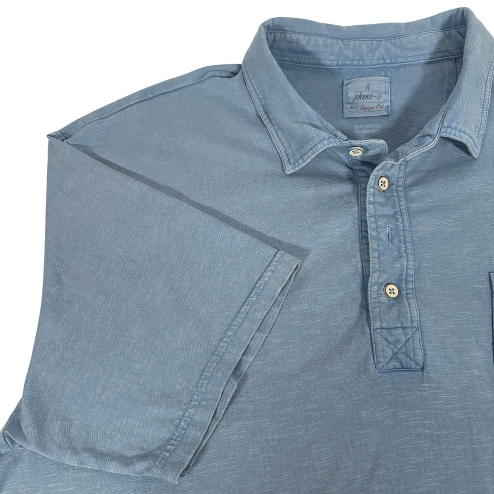 Johnnie-O Hangin' Out Polo Shirt XL Blue Slub Cotton‎ Blend Short Sleeve